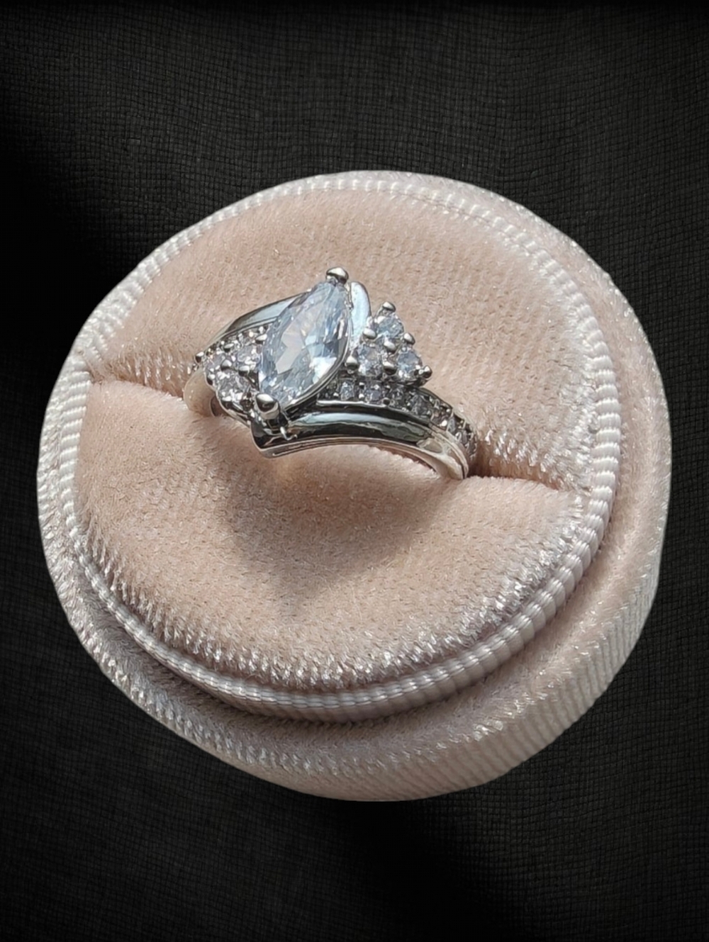 White Gold Plated Clear CZ Statement Ring